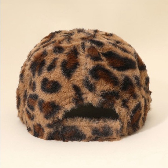 Fuzzy Leopard Print Baseball Cap - Picture 5 of 6